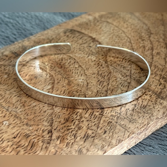 Sterling Silver open bangle stackable cuff unisex minimalist bracelet Taxco925